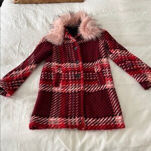 Zara Plaid Coat with Faux Fur Collar